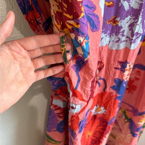 Boho Women's Floral Bright Kimono Cardigan One Size Tropical Vacation Casual - Picture 4 of 11